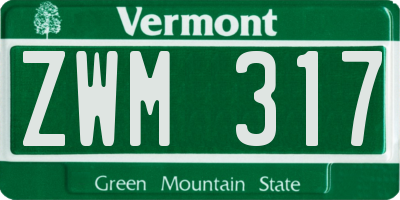 VT license plate ZWM317