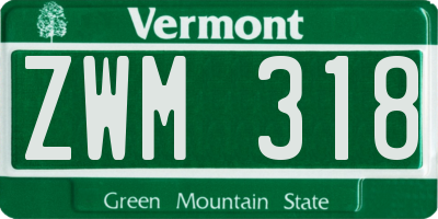 VT license plate ZWM318