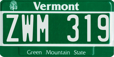 VT license plate ZWM319