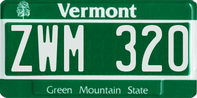 VT license plate ZWM320