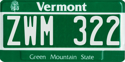 VT license plate ZWM322