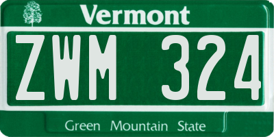 VT license plate ZWM324