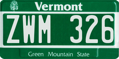 VT license plate ZWM326