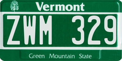 VT license plate ZWM329
