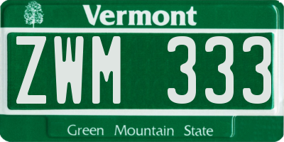 VT license plate ZWM333