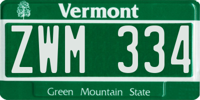 VT license plate ZWM334