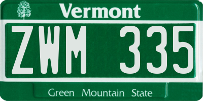 VT license plate ZWM335