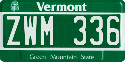 VT license plate ZWM336