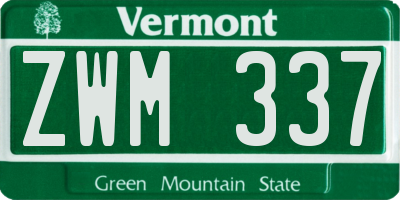 VT license plate ZWM337