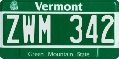 VT license plate ZWM342