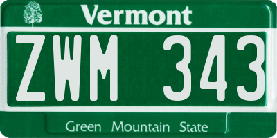 VT license plate ZWM343