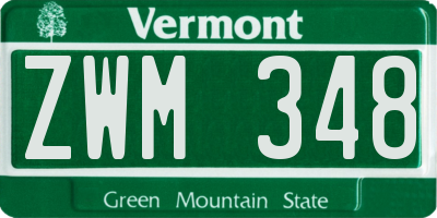 VT license plate ZWM348