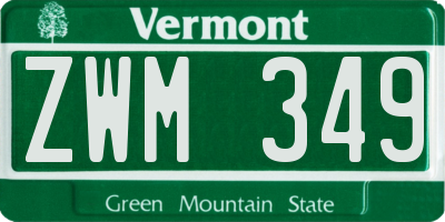 VT license plate ZWM349