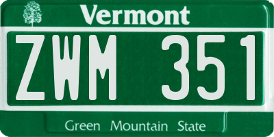 VT license plate ZWM351