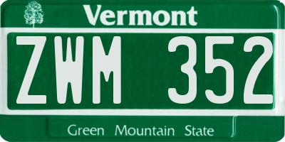 VT license plate ZWM352