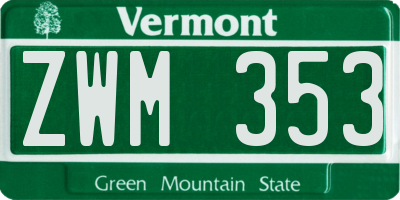 VT license plate ZWM353