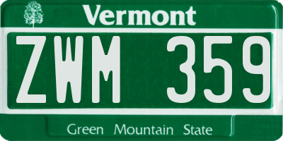 VT license plate ZWM359