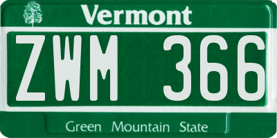 VT license plate ZWM366