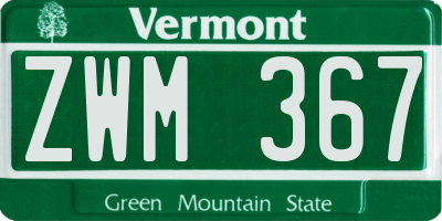 VT license plate ZWM367