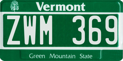 VT license plate ZWM369