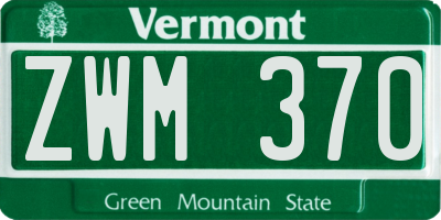 VT license plate ZWM370
