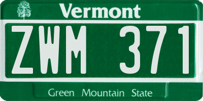 VT license plate ZWM371