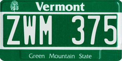 VT license plate ZWM375