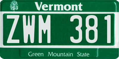 VT license plate ZWM381