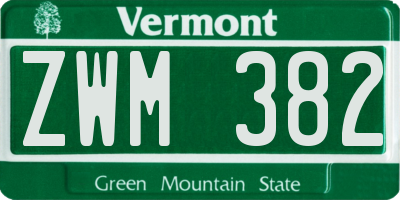 VT license plate ZWM382