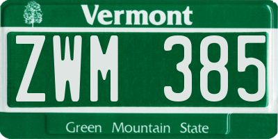 VT license plate ZWM385