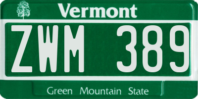 VT license plate ZWM389