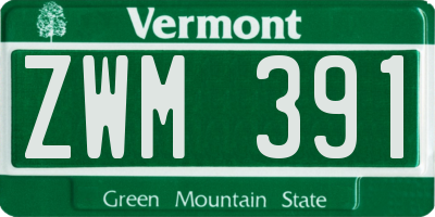 VT license plate ZWM391