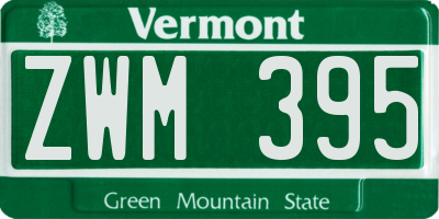 VT license plate ZWM395