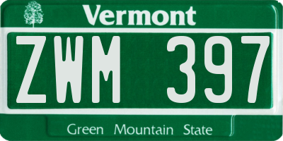 VT license plate ZWM397