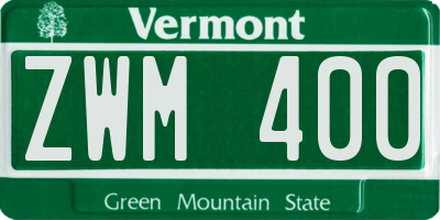 VT license plate ZWM400