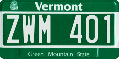 VT license plate ZWM401