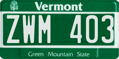 VT license plate ZWM403