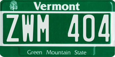 VT license plate ZWM404
