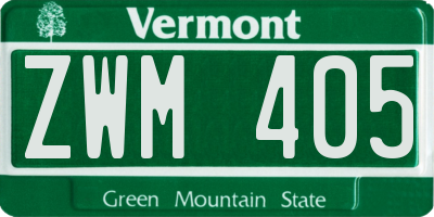 VT license plate ZWM405