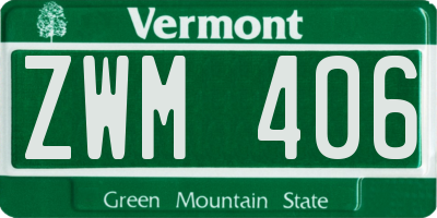 VT license plate ZWM406