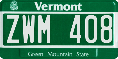 VT license plate ZWM408
