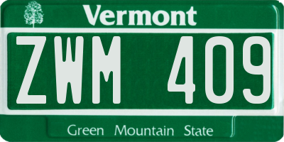 VT license plate ZWM409