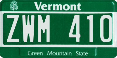VT license plate ZWM410