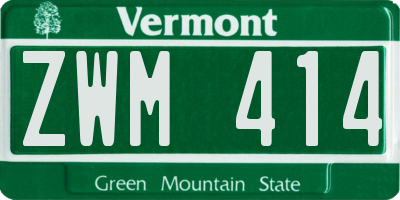 VT license plate ZWM414