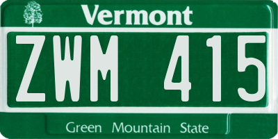 VT license plate ZWM415