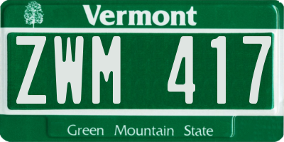 VT license plate ZWM417