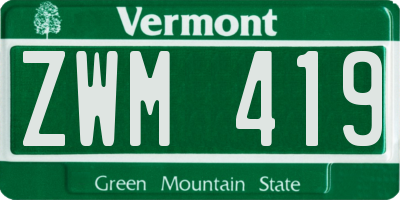 VT license plate ZWM419