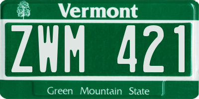 VT license plate ZWM421