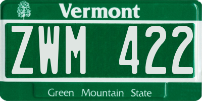 VT license plate ZWM422