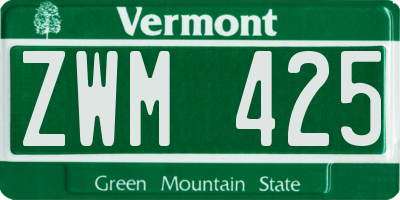 VT license plate ZWM425